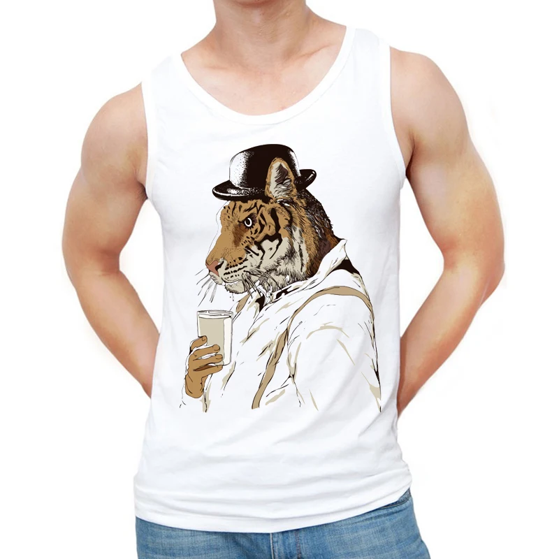 Новинка 2018 модные заводные мужские майки с принтом тигра повседневный жилет