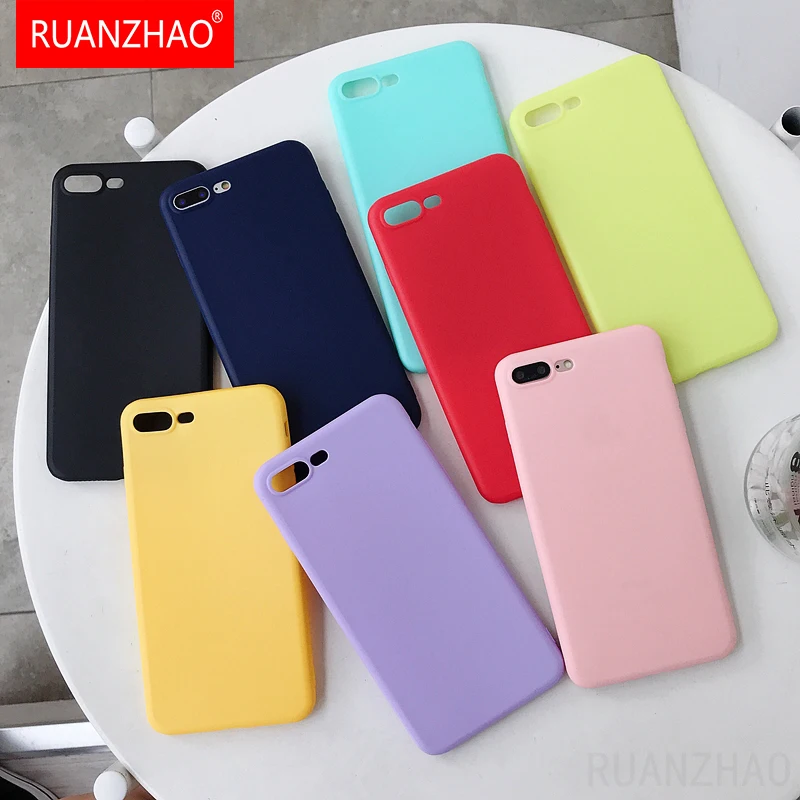 Роскошный чехол для телефона iPhone 6 6s 7 Plus XR XS Max простой однотонный мягкий из ТПУ 8