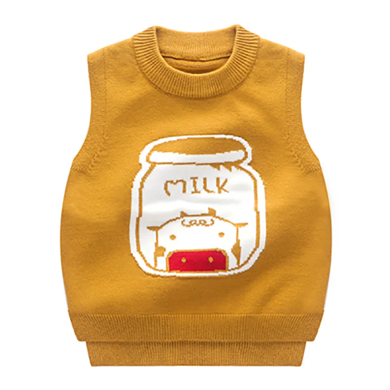 NO1 SLKMSWMDJ new autumn and winter children's sweater vest boy girl knit sweater cute cartoon pattern baby comfort vest 15 colors - Цвет: NO1