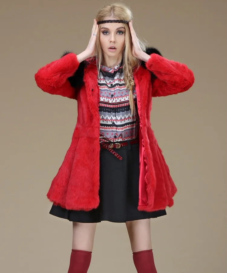 Женская зимняя длинная куртка с капюшоном из лисьего меха | одежда