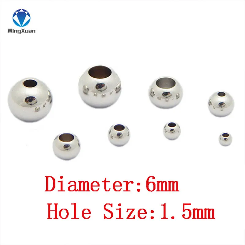 6x1.5mm 100 шт./лот 3/4/5/6/8/10 мм Серебряный Нержавеющая сталь разделительные бусины с большими отверстиями, кулоны А-1,2-5 мм подходит для браслеты с подвесками Браслеты ювелирных изделий - Цвет: 6x1.5mm