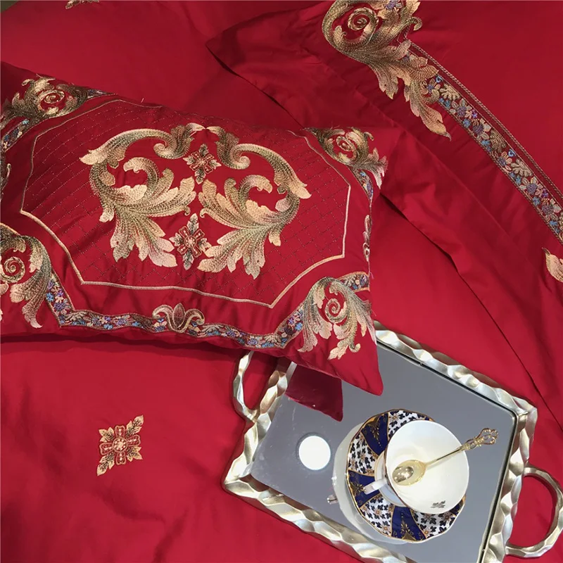 Роскошные вышитые постельные принадлежности из египетского хлопка королевские