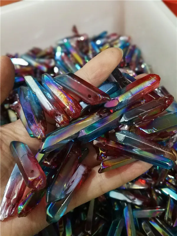 BlueRed 1 шт. редкий фиолетовый топаз аура лемурийские семена кристалл кварца камни точечный образец натуральные камни и минералы - Цвет: BlueRed