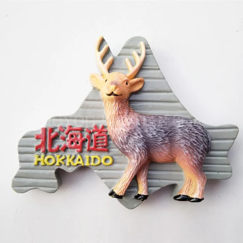 Hokkaido Sika Туристический сувенир магниты для холодильника стикер Япония Hokkaido Fuji горный Sumo Geishas Поющая девушка ниндзя ручная роспись 3D Смола Декор - Цвет: Hokkaido Sika
