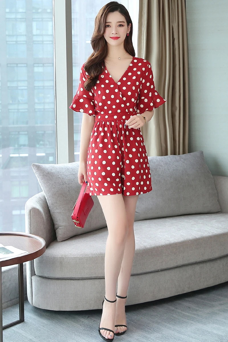 2019 летние женские свободные широкие брюки офисные карманы шифоновые в горошек