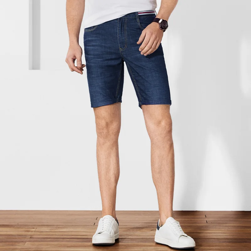 Qzhihe Men's Denim Shorts Summer Loose Five Pants Korean Casual Knee Length Soft Straight Jeans Breathable 8207 | Мужская одежда