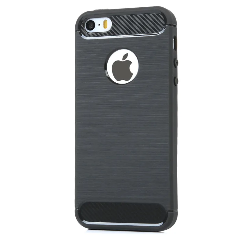 Роскошный чехол-накладка из углеродного волокна с чехол для iPhone 5 5S SE силиконовой