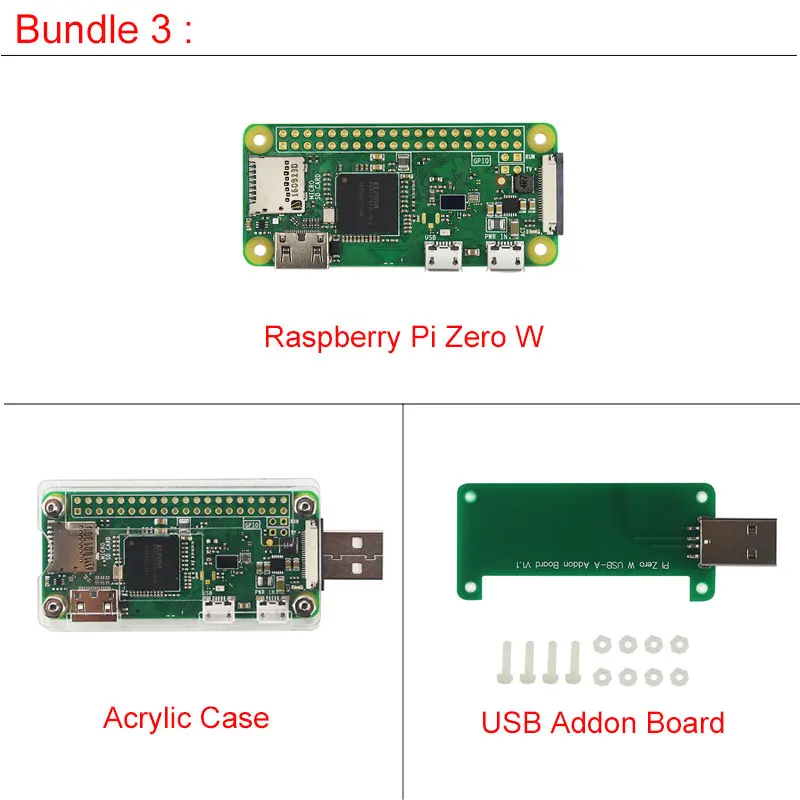 Новая плата Raspberry Pi Zero W с Wi-Fi и Bluetooth 1 ГГц процессор 512 МБ ОЗУ 1080P HD лучше, чем Raspberry Pi Zero V 1,3 - Комплект: Комплект 3