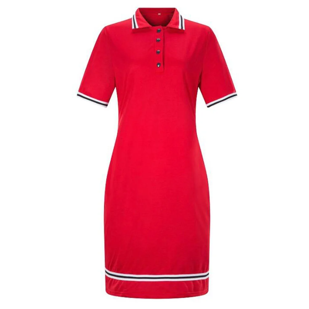 Плюс размер женское Повседневное платье модное с коротким рукавом отложной