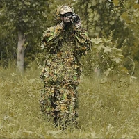 2018 hunting ghillie suit 3d camo bionic leaf camouflage jungle woodland birdwatching poncho manteau hunting clothing durable