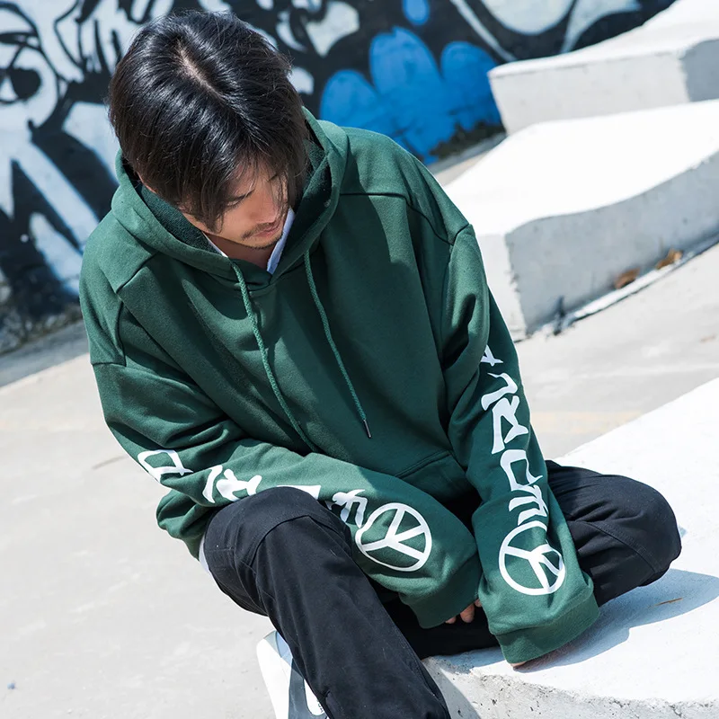 Мужские толстовки с графическим принтом капюшоном японский уличная одежда