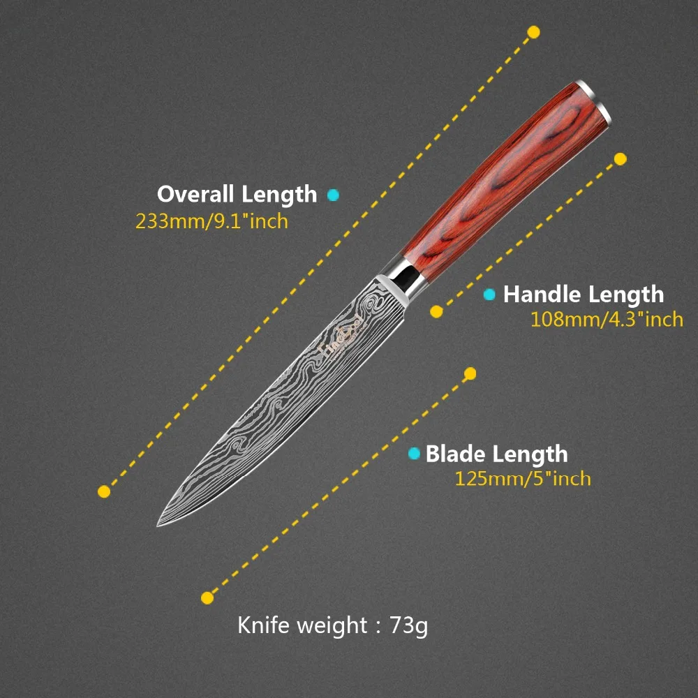 5 Inch Utility Knife 7cr17mov Japanese Stainless Steel Kitchen inch Knives Color Wood Handle Tools | Дом и сад