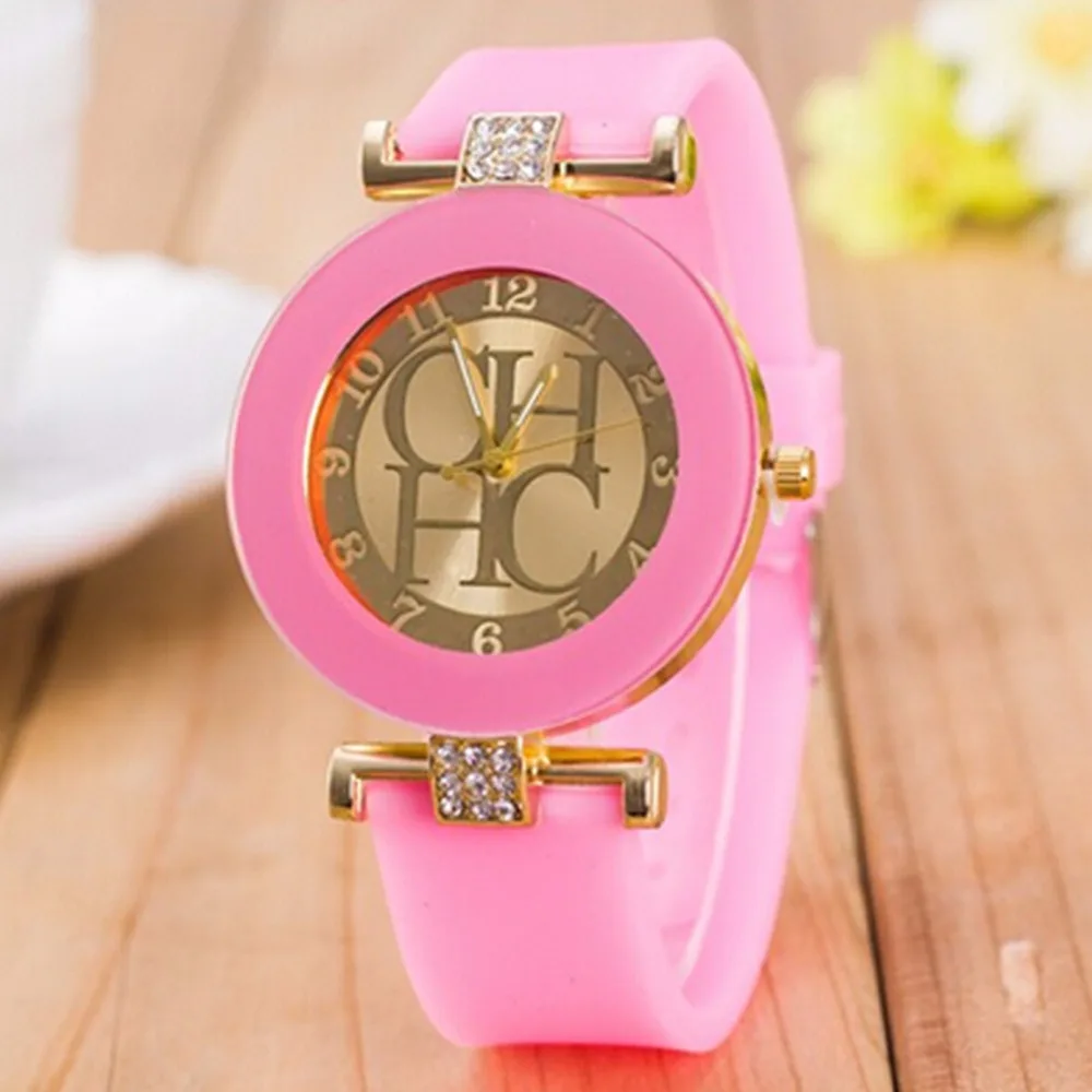 Relojes hombre Лидер продаж модный бренд золото ЖЕНЕВА Спортивные кварцевые часы Женское платье повседневные Кристальные силиконовые часы montre homme