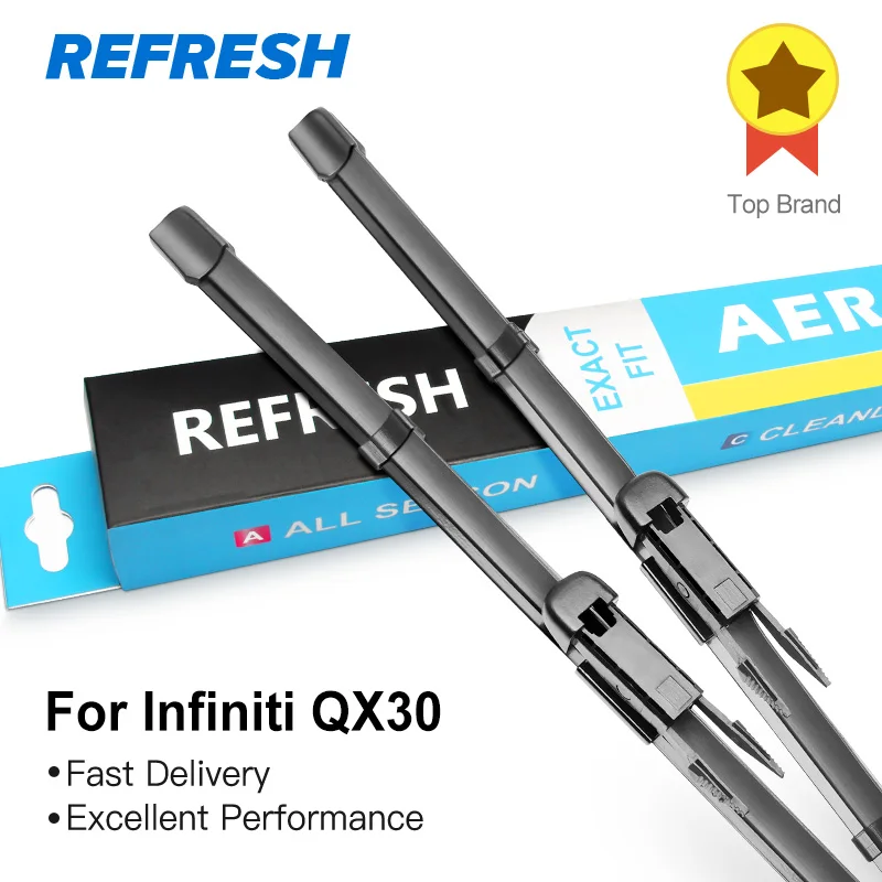 

REFRESH Wiper Blades for Infiniti QX30 Fit Hook Arms 2014 2015 2016 2017 2018