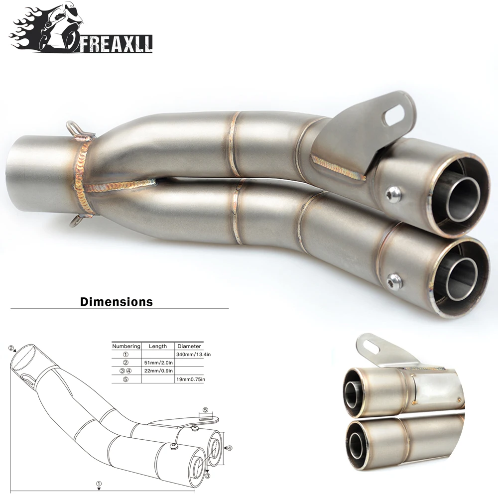 

36-51MM Universal Motorcycle Double Exhaust Muffler Pipe escape moto For YAMAHA MT09 Kawasaki Ninja 1000 ZX-6R ER-6F Z 800 XJ6