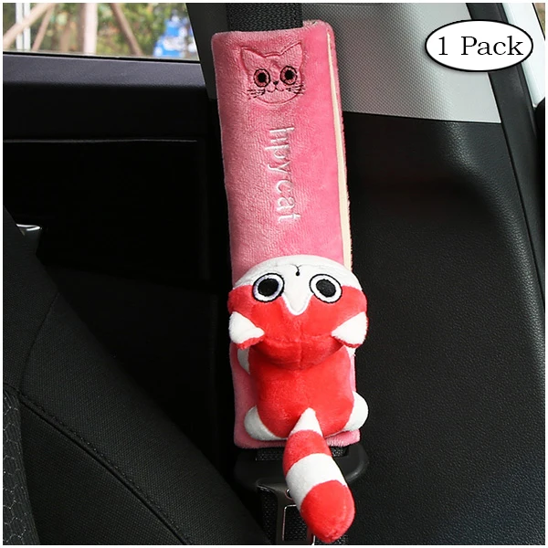 Pink Cat 1 упаковка, автомобильные накладки для ремней безопасности, универсальный автомобильный ремень для сиденья, наплечный ремень, подушка, чехол для автомобильного ремня, защитный чехол для ремня безопасности ZC007 - Название цвета: Pink Cat