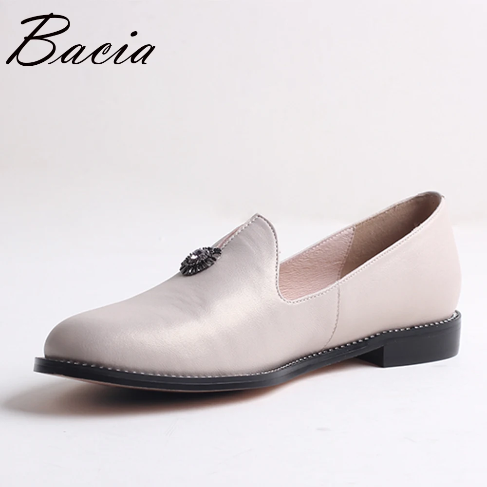 Bacia/2017 г. модные повседневные Мокасины из натуральной кожи с перфорацией женская