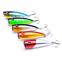 1pcsbag 6 5cm 9g top water floating lure popper artificial bait fishing lures pooper two hooks 3d fish eye poper fake lure