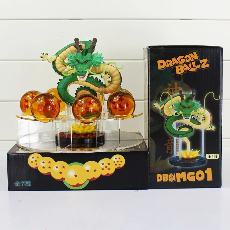 Dragon ball z игрушки Фигурки Новые Фигурки драконов 1 фигурка Дракон шенлонг+ 7 хрустальных шариков 4 см+ 1 полка brinquedos