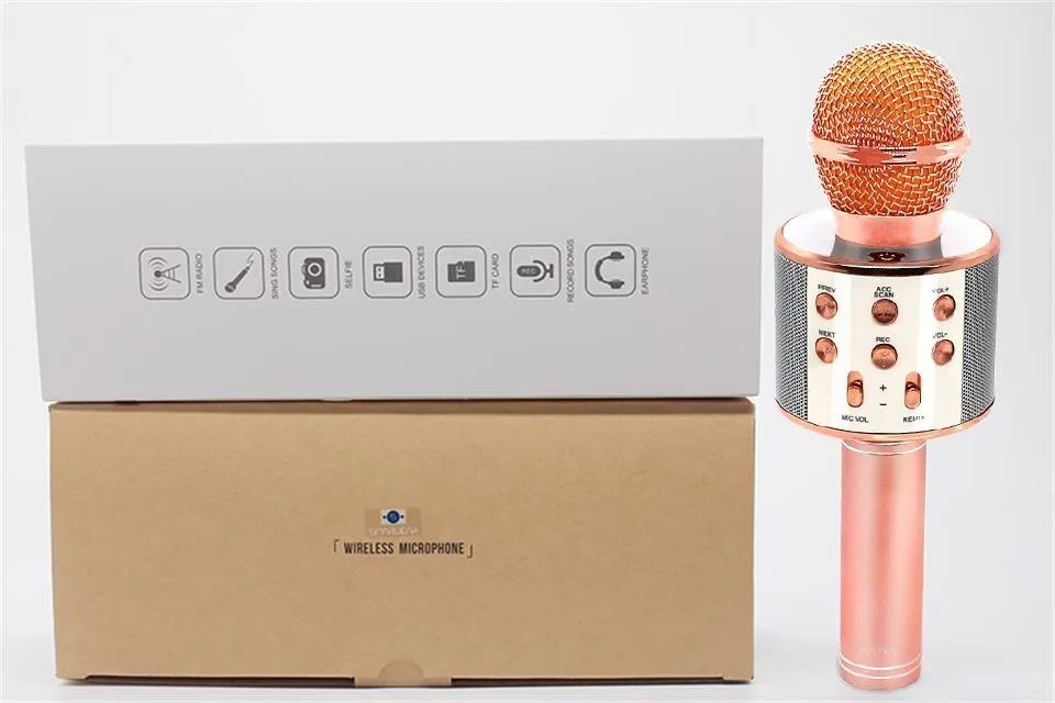 WS858 беспроводной караоке микрофон динамик портативный Bluetooth домашний KTV пение ручной и музыкальный плеер микрофон для Ios Andriod телефон