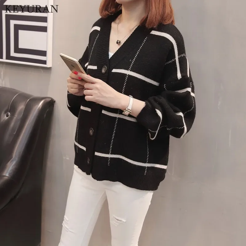 Женский вязаный кардиган на пуговицах кашемировый свитер большого размера с