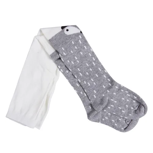 Одежда для детей; малышей; девочек милый мультфильм лиса) колготки Footed чулочно-носочные изделия мягкие колготки От 1 до 5 лет хлопковые носки в горошек чулки теплые осень-зима - Цвет: Серый