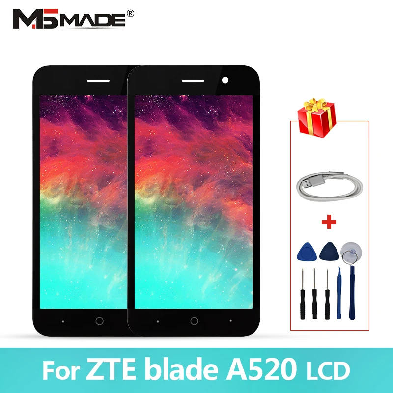 5," для ZTE Blade A520 lcd сенсорный экран дигитайзер Запчасти для дисплея с рамкой для ZTE Blade A520 дисплей