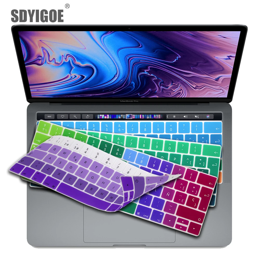 

Spain EU-Enter Keyboard Cover Protector for Macbook Pro13 15 with touch bar A1706/ A1707/A1989/A1990 Keyboard protective film