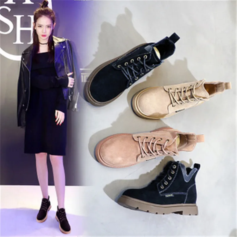 Женские ботинки Челси из натуральной кожи на шнуровке в британском стиле ретро