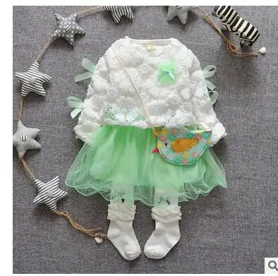 2016 г. платье для девочек высокого качества с длинными рукавами и куртка одежда из