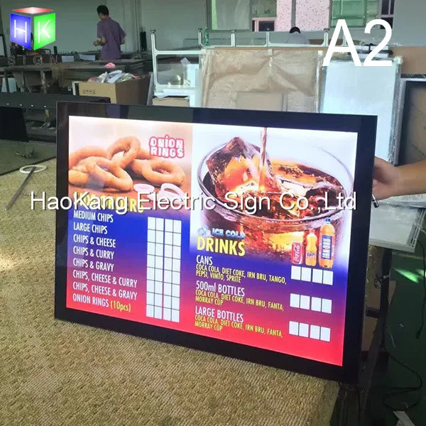 LED Aluminum Photo Frame with Backlit LED Light Box Sign for Restaurant Fast Menu Food