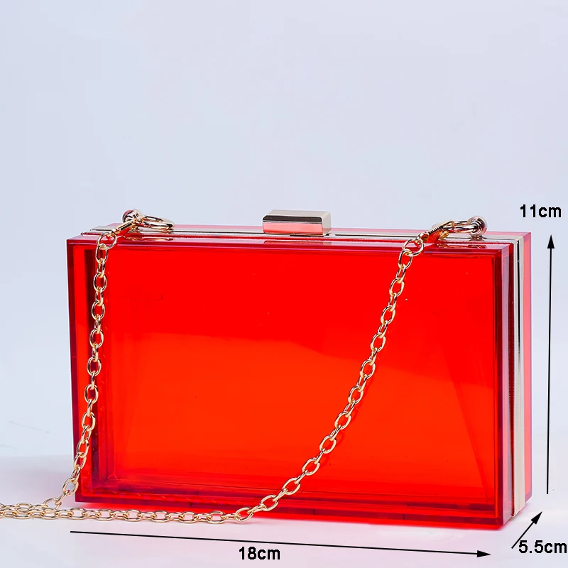 Fashion Red Transparent Acrylic Clutch Bag Party Evening Bags Chain Women Shoulder Messenger Bride Wedding Handbags Wallet | Багаж и сумки