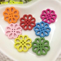 free shipping mixed 70 pcs 7 styles 2 hole flower shaped printed wooden button sewing scrapbooking crafts accessory