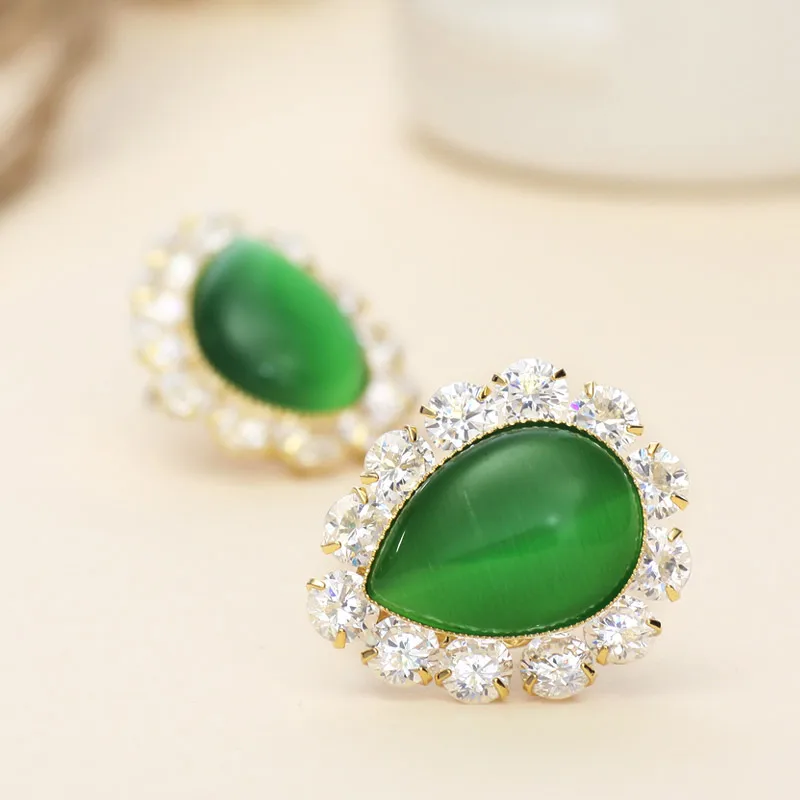 Neoglory Ювелирные светильник желтого золота цвета опал Модные Зеленые цирконы