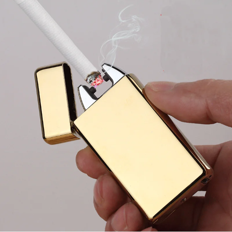 

Cigarette lighter Smoking Accessories Electric Arc Windproof Rechargeable Flameless No Gas Metal Pulse USB Lighters with box
