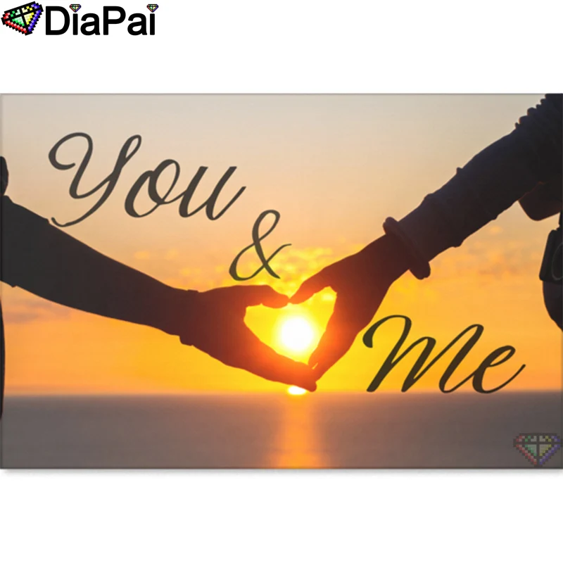 

DIAPAI 5D DIY Diamond Painting 100% Full Square/Round Drill "Hand, heart, text" Diamond Embroidery Cross Stitch 3D Decor A18533