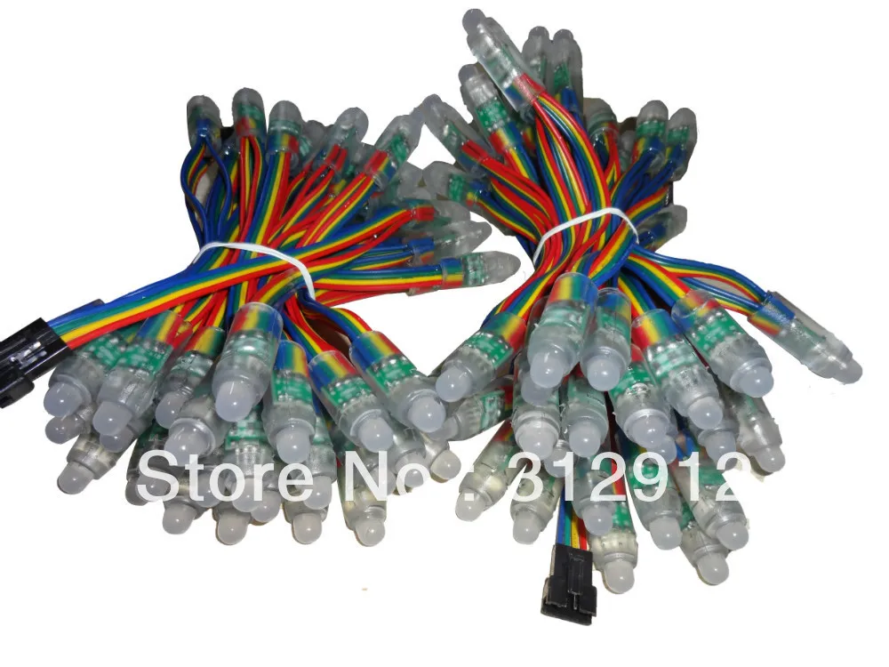 

50pcs DC5V RGB dump color 12mm led string,IP68 rated
