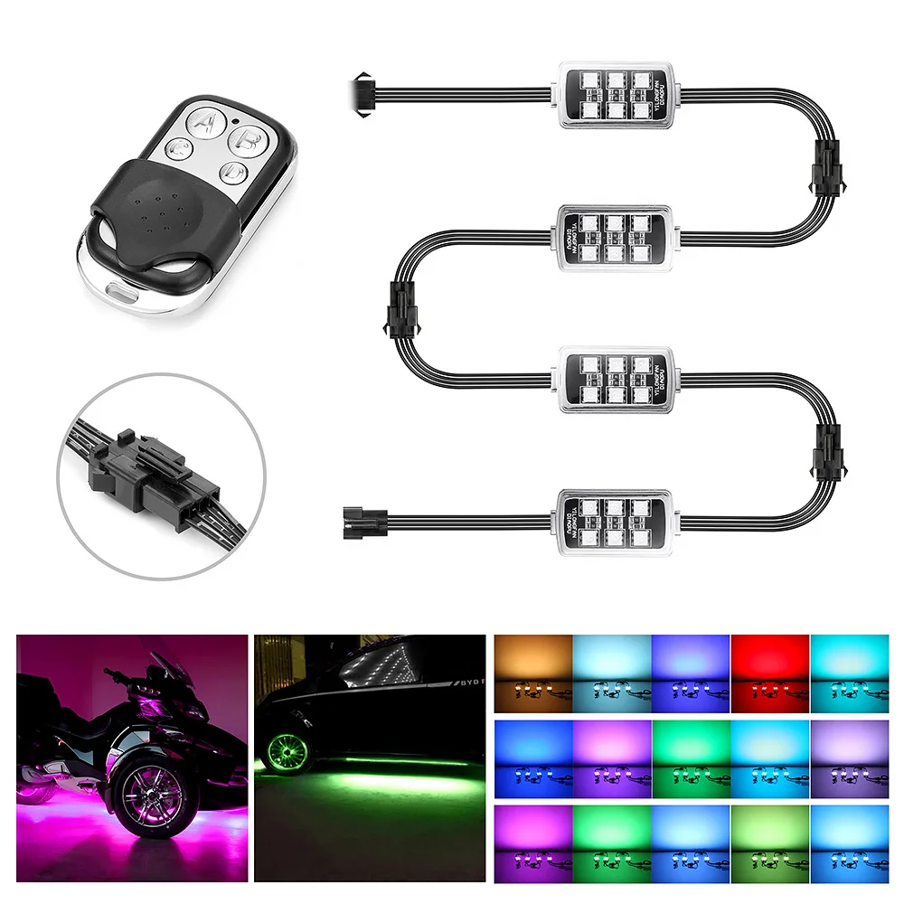 Rcycle Car RGB светодиодный светильник с беспроводным пультом дистанционного управления умный тормозной светильник s Moto Декоративная полоса неоновая лампа комплект