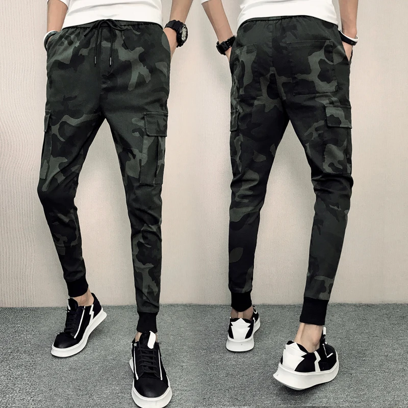 Модная Корейская Slim Fit Брюки Для мужчин Фирменная Новинка боковые карманы штаны