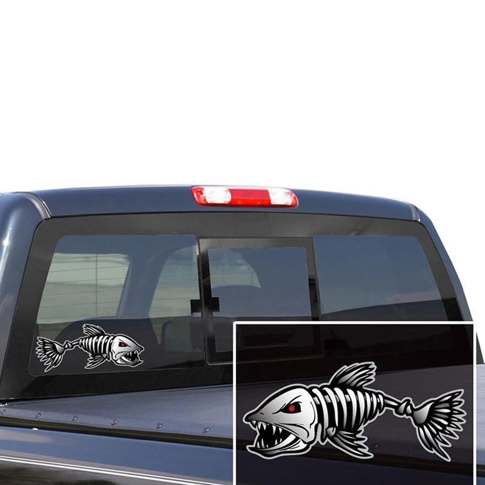 2Pcs Skeleton Fish Bones Vinyl Decal Sticker Kayak Fishing Boat Car Graphics Removable Body Decoration New | Автомобили и