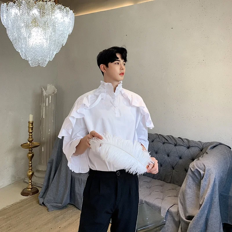 Рубашка Мужская/Женская с воротником-шалью свободного покроя воротником