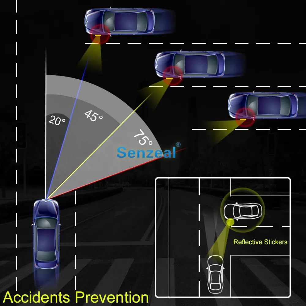 Senzeal 2 шт. зеркало заднего вида Светоотражающая Автомобильная наклейка наклейки