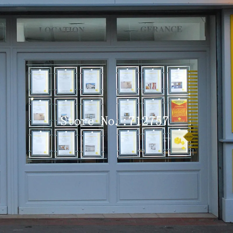 Недвижимости магазин светодиодный экранное стекло для постера A4 Вертикальный