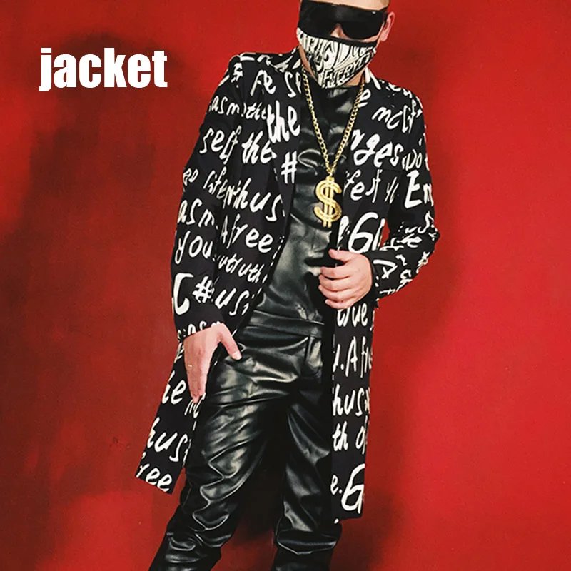 jacket Мужской модный принт хип-хоп длинный Повседневный блейзер мужской тонкий жакет подходит для костюма вечерние костюмы на заказ - Цвет: jacket