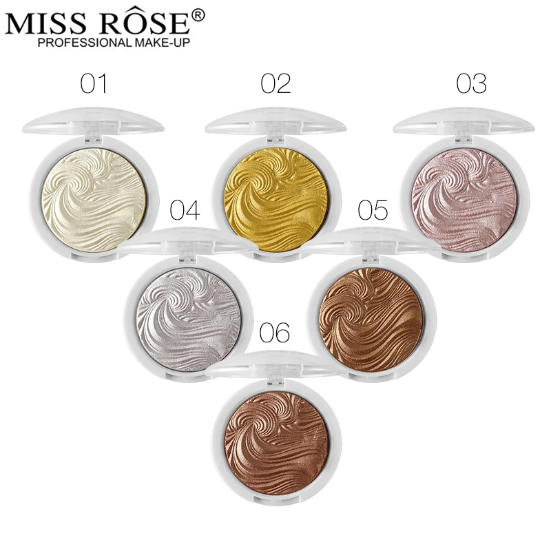 Miss Rose Новинка 3D мерцающая пудра хайлайтер палитра основа для лица Осветляющий