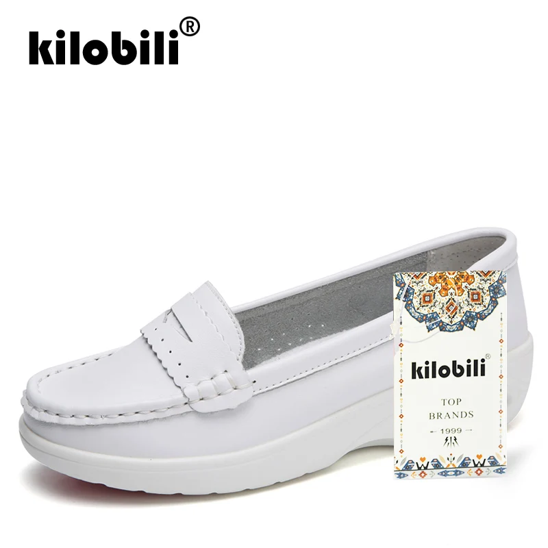 Kilobili/2019 весенние женские лоферы из натуральной кожи Повседневные балетки на
