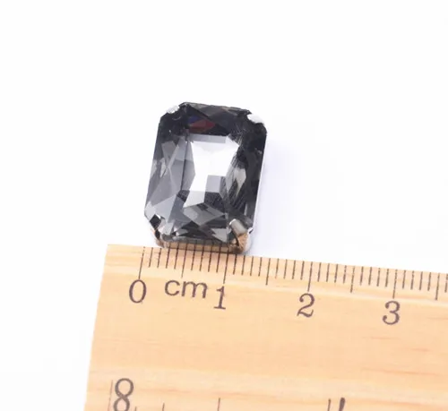Transparent ash 20 штук 13*18 мм с украшением в виде кристаллов Прямоугольник пришить бисера с схватка серебро задняя изысканный камень с металлические элементы с отверстиями - Цвет: Transparent ash