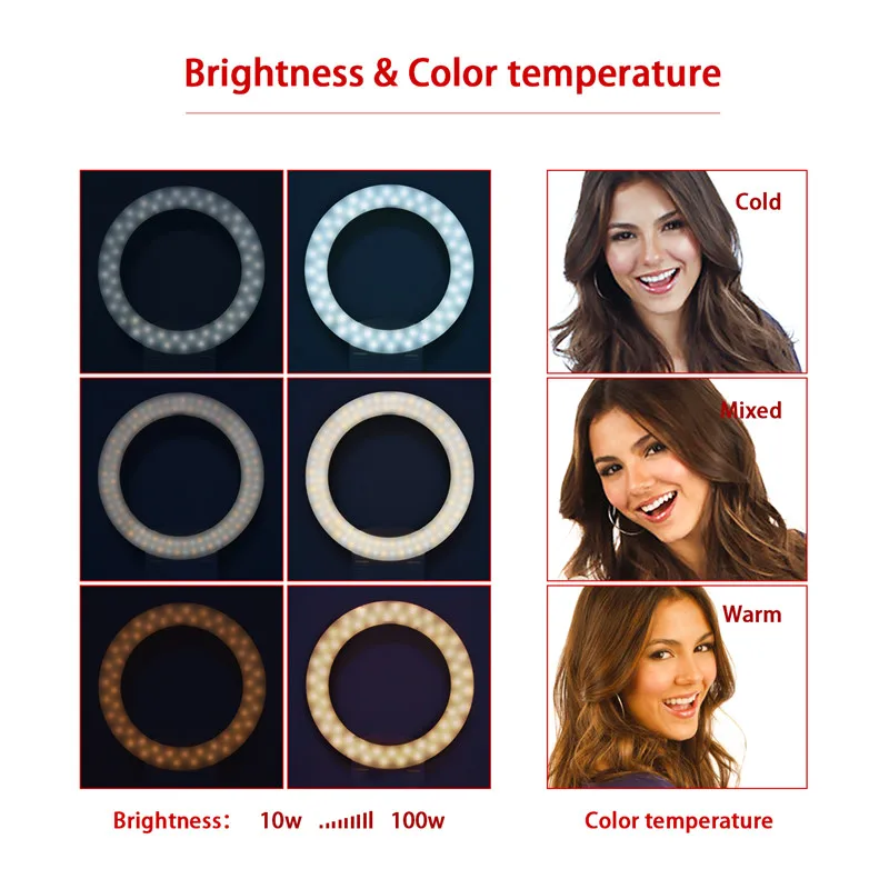 FOSOTO FT 12B Led фотографическое Освещение 3200 5600K 3 Горячая обувь для камеры телефона