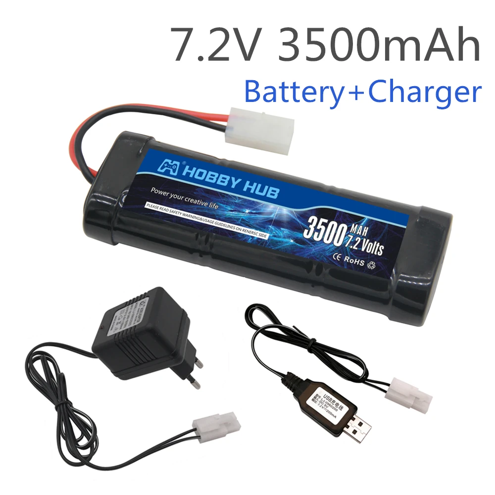 high capacity 7 2v 5000mah ni mh battery pack with tamiya plug with 7 2v charger and sc6 cells battery for rc control car toys free global shipping