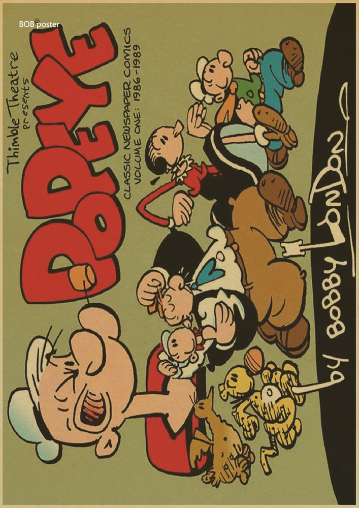 Popeye в морском стиле с Betty Boop плакат/Ретро Постер Мультфильма фильма/крафт-бумаги/ретро постер/детская комната, декоративный светильник - Цвет: H32